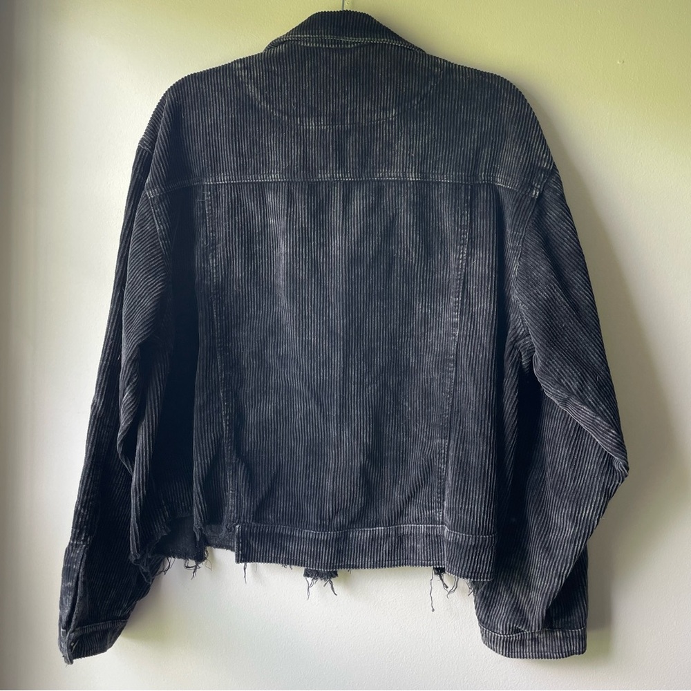 Pol Black Corduroy Frayed Edge Button Up Jacket 100% Cotton Size Large - Picture 7 of 8